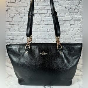 COACH Black Pebbled Leather Tote Bag 36604 Authentic